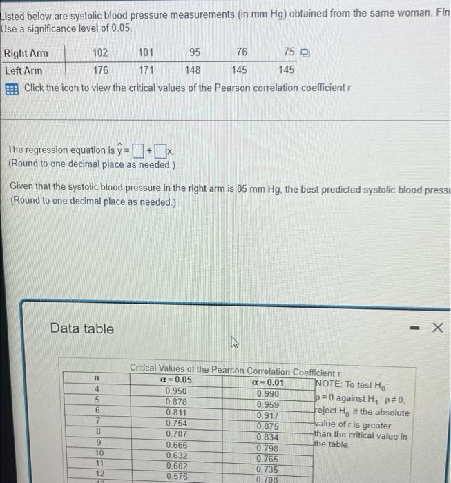 Listed Below Are Systolic Blood Pressure Measurements In Mm Hg Obtained From The Same Woman Fin Use A Significance Lev 1