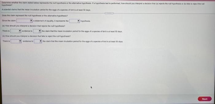 Determine Whether The Domated Below Represents The Hypothesis Or The Serie Hypothesaypothetibot Is Performed How Would Y 1