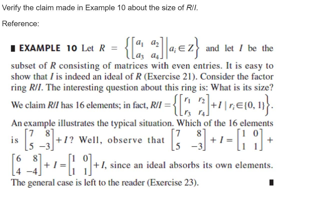 Verify The Claim Made In Example 10 About The Size Of Rii Reference A A Aez Example 10 Let R A And Le 1