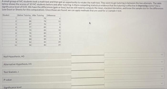 A Small Group Of Ivc Students Took A Math Test And Then Got An Opportunity To Retake The Math Test They Went To Get Tut 1
