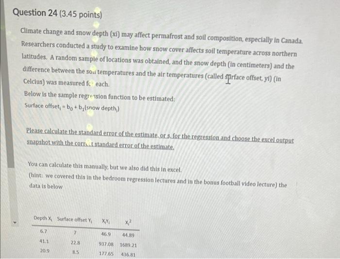 Question 24 3 45 Points Climate Change And Snow Depth Xi May Affect Permafrost And Soil Composition Especially In C 1