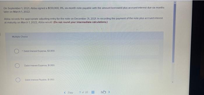On September 1 2021 Abba Signed A 120 000 95 Six Month Note Payable With The Amount Borrowed Plus Accrued Interest D 1