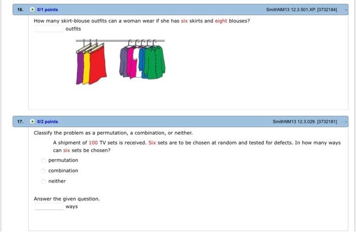 16 Smithnm13 12 3 601 Xp 3732184 0 1 Points How Many Skirt Blouse Outfits Can A Woman Wear If She Has Six Skirts And E 1