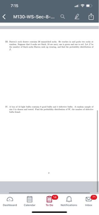 7 15 1 M130 Ws Sec 8 A Section 8 1 Worksheet Math 130 Complete Profil Probability Distribution Tables Andere Alla 2
