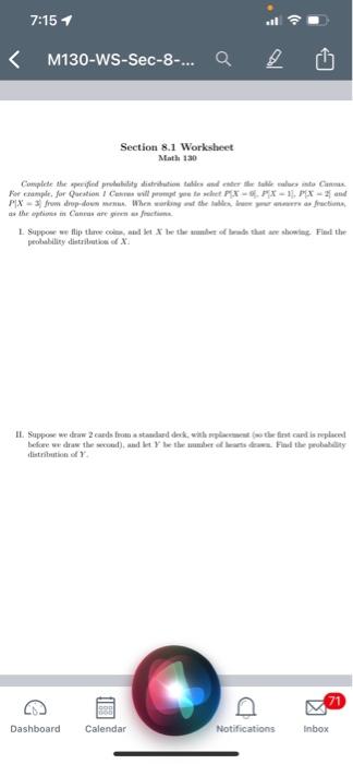 7 15 1 M130 Ws Sec 8 A Section 8 1 Worksheet Math 130 Complete Profil Probability Distribution Tables Andere Alla 4