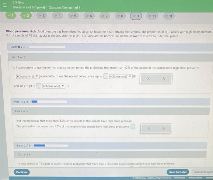 6 3 Quli Question 9 Of 11 1 Point Question Attempt 1 Of 1 2 3 4 5 6 27 8 9 10 11 Blood Pressures High Blood Pressur 1
