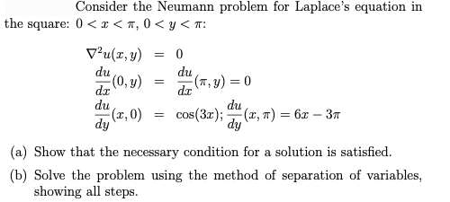 Consider The Neumann Problem For Laplace S Equation In The Square 0 X 1 0 Y M Du V U X Y Du Du 0 Y T 1 0 1