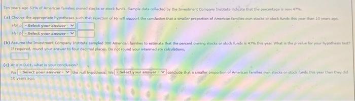 Ten Years Ago 53 Of American Familiewed Todaor Stock Funde Sample Data Collected By The Investment Company Institute In 1