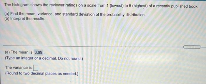The Histogram Shows The Reviewer Ratings On A Scale From 1 Lowest To 5 Highest Of A Recently Published Book A Fin 1