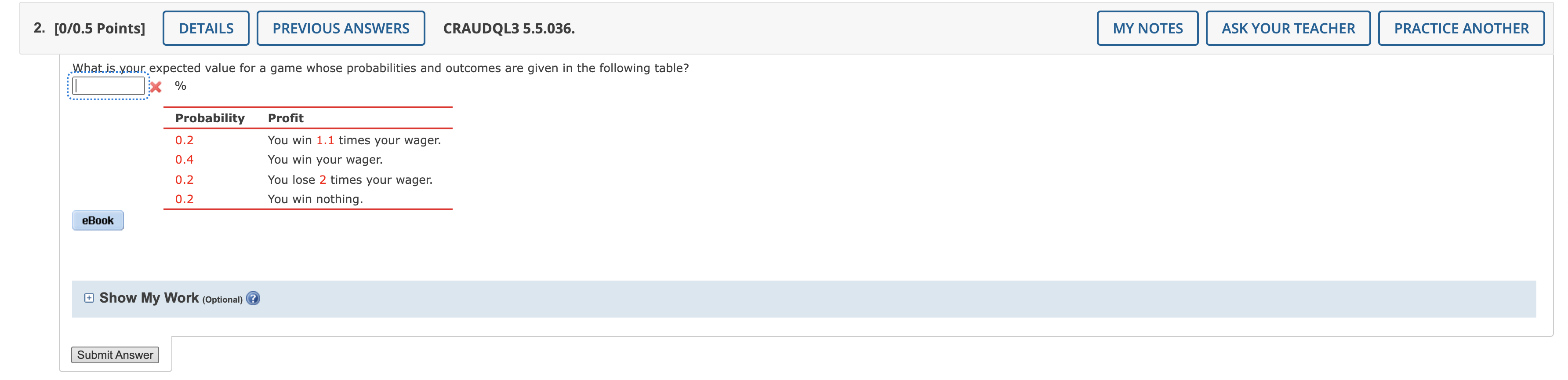 2 0 0 5 Points Details Previous Answers Craudql3 5 5 036 My Notes Ask Your Teacher Practice Another What Is Your Exp 1