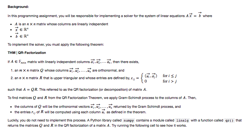 Background In This Programming Assignment You Will Be Responsible For Implementing A Solver For The System Of Linear 1