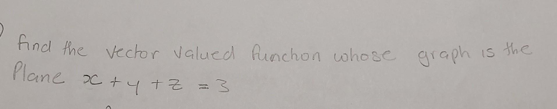 Is The Plane X Y Z 3 Find The Vector Valued Punchon Whose Graph Y 1
