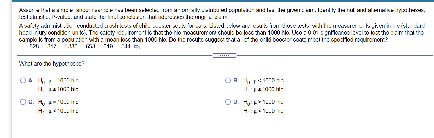 Assume That A Simple Random Sample Has Been Selected From A Normally Distributed Population And Test The Given Claim Id 1