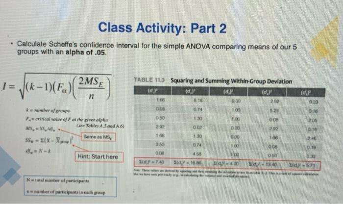 Class Activity Part 1 If We Are Willing To Accept 5 Risk Of Making A Type 1 Error I E Alpha Of 05 What Should Ou 2