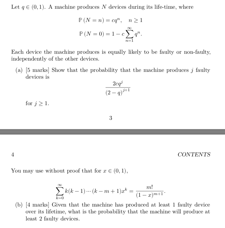 Let Qe 0 1 A Machine Produces N Devices During Its Life Time Where P N C N 1 P N 0 1 C Zq N 1 Each D 1