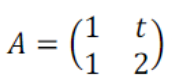 The Following Matrix A Is Given T In This Case Is A Real Parameter Which Is Something To Keep In Mind A What Value Of 1
