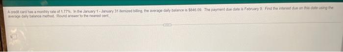 Acredit Card Has A Monthly Rate Of Sh The January 1 Suary 31 Semired Billing The Average Day Bulance 5846 09 The Payme 1