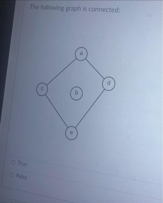 The Following Graph Is Connected A D C B E True False 1