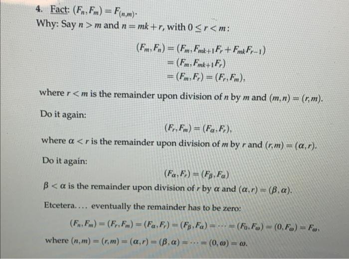 4 Fact F Fm Fn M Why Say N M And N Mk R With 0 R M Fm F Fm Fmek 1f Fmkf 1 Fm Fmk 1f 1