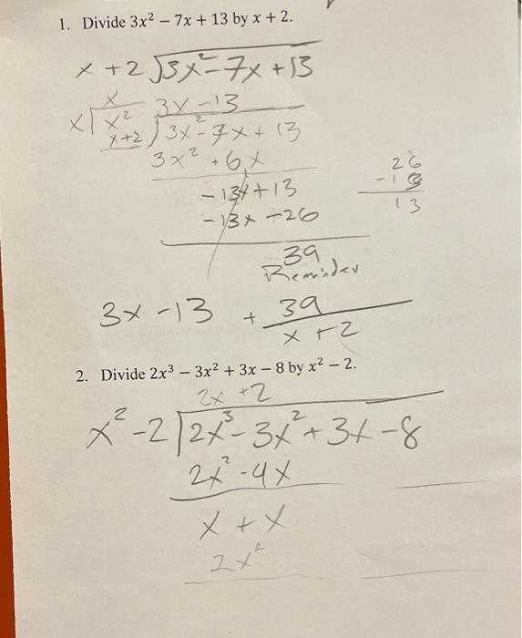3 Divide 12x 5x2 3x 8 By 3x 1 Sm 4 Ans 4 What Happens With Missing Terms Divide 7x3 11x2 21 By X2 3 2