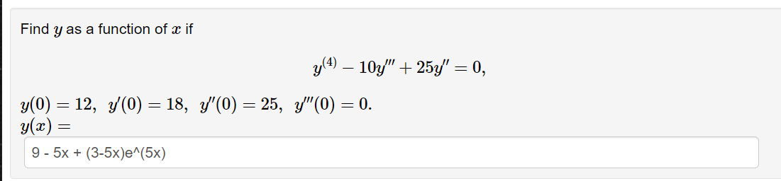 Find Y As A Function Of X If Y 4 104 254 0 Y 0 12 Y 0 18 Y 0 25 Y 0 0 Y X 9 5x 3 5 1