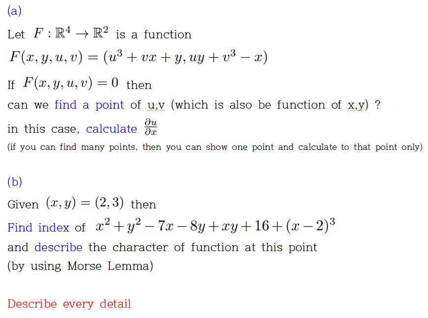 A Let F R4 R2 Is A Function F X Y U V Uo Vx Y Uy 03 X If F X Y U V 0 Then Can We Find A Point 1