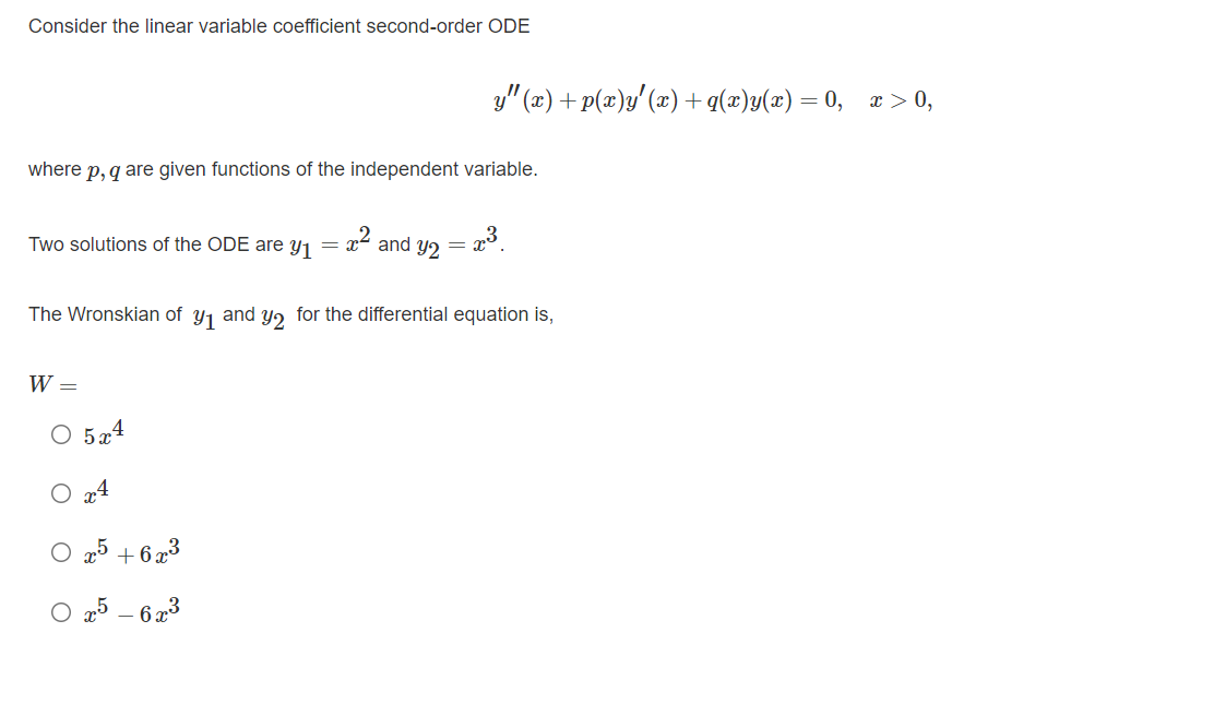 Consider The Linear Variable Coefficient Second Order Ode Y X P X Y X Q X Y X 0 3 0 Where P Q Are Given Fu 1