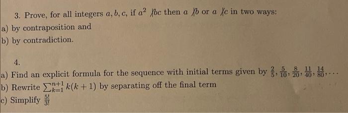 3 Prove For All Integers A B C If Axbc Then A Xbor A Xc In Two Ways A By Contraposition And B By Contradiction 1