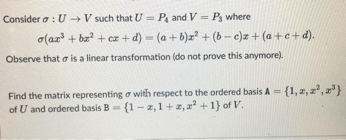 Consider O U V Such That U P4 And V P3 Where O Ax3 Bx2 Cx D A B X2 6 C X A C D Observe That 1