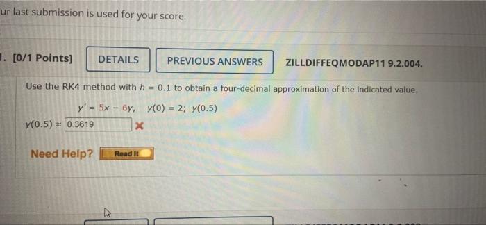 Ur Last Submission Is Used For Your Score 1 0 1 Points Details Previous Answers Zilldiffeqmodap11 9 2 004 Use The R 1
