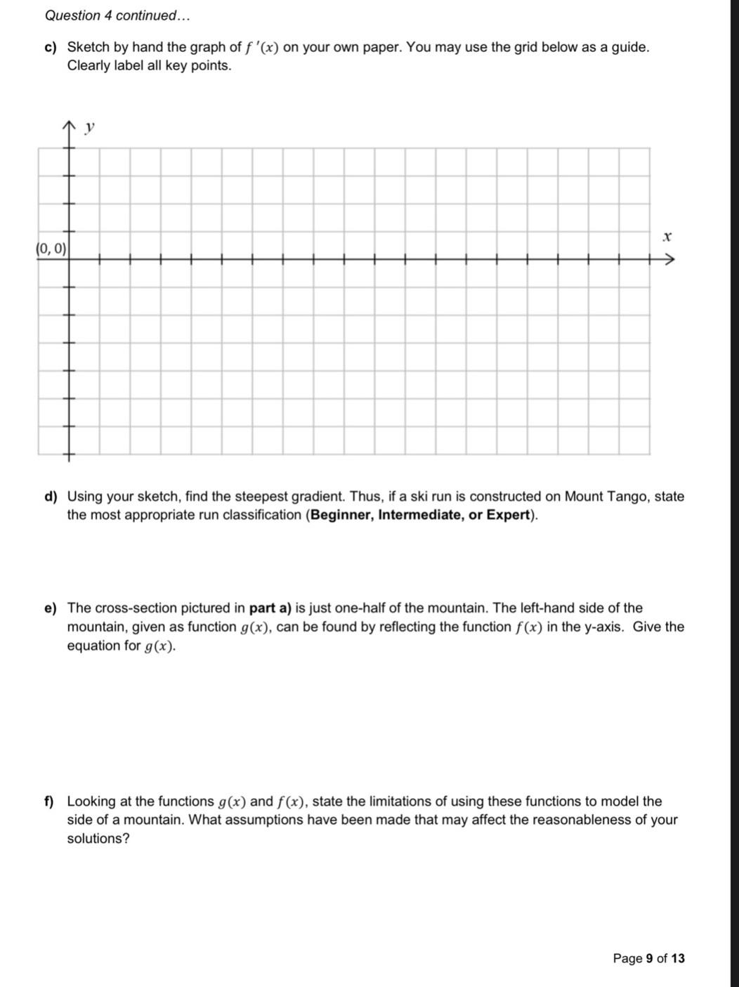 Question 4 Below Is A Graph Representing Part Of The Cross Section Of Mount Tango The Y Axis Represents The Vertical He 2