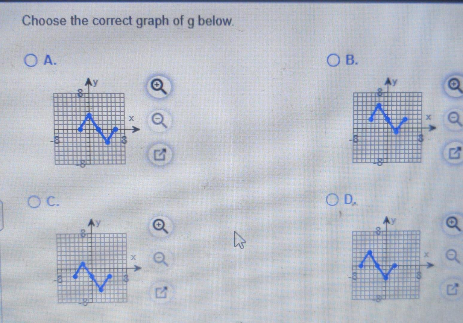 Use The Graph Of Y F X To Graph The Function G X F X 2 Y F X My 8 Choose The Correct Graph Of G Below G Oa Ob 2