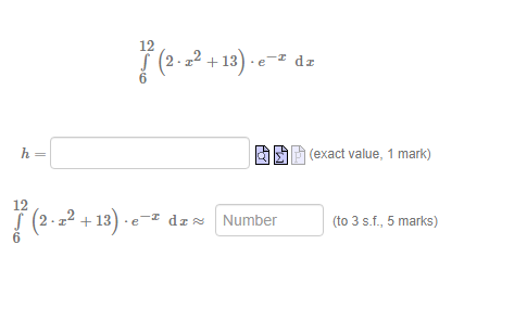 12 2 22 13 E 7 Dt H Exact Value 1 Mark 2 22 13 E Dz Number To 3 S F 5 Marks 1