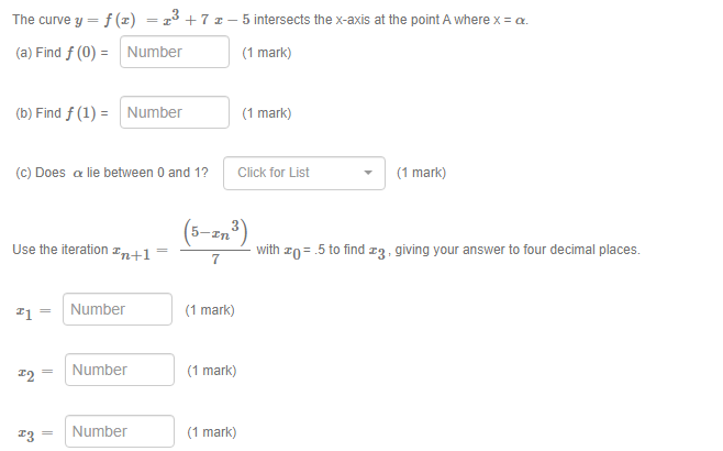 The Curve Y F 1 23 7 1 5 Intersects The X Axis At The Point A Where X A A Find F 0 Number 1 Mark B Fin 1
