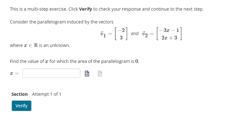 This Is A Multi Step Exercise Click Verify To Check Your Response And Continue To The Next Step Consider The Parallelo 1