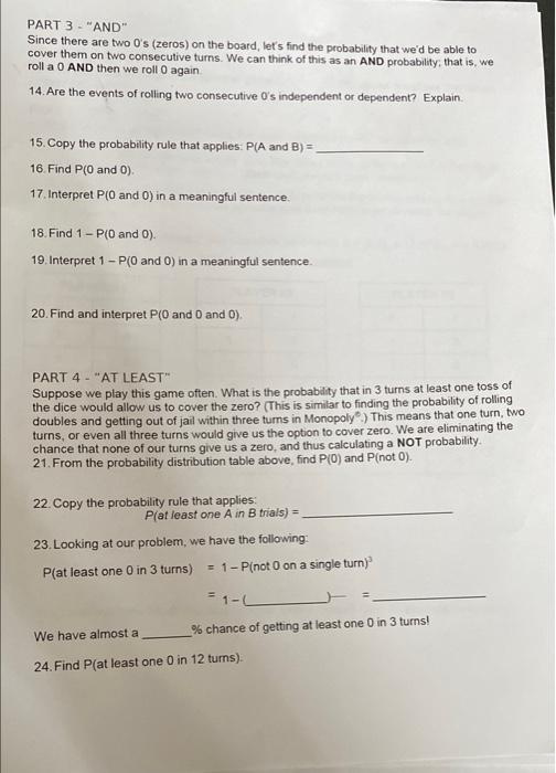 Part 3 And Since There Are Two O S Zeros On The Board Let S Find The Probability That We D Be Able To Cover Them 1