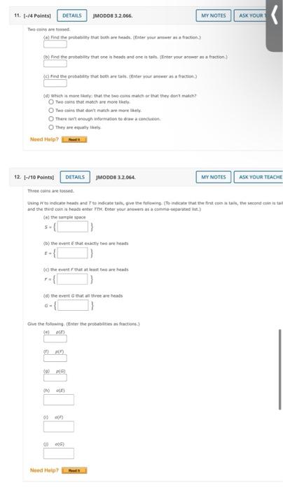 11 1 4 Points Details Jmodd 3 2 066 My Notes Ask Your Two Come Find The Probably That Both Are Leads Enter Your Own 1