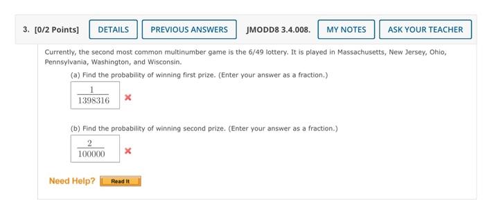 3 0 2 Points Details Previous Answers Jmodd8 3 4 008 My Notes Ask Your Teacher Currently The Second Most Common Mul 1