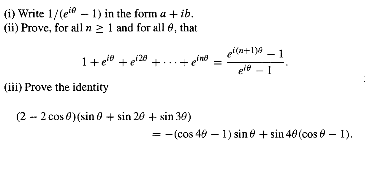A I Write 1 Eio 1 In The Form A Ib Ii Prove For All N 1 And For All That Ei N 1 1 1 Teie Te Ei20 T T 1