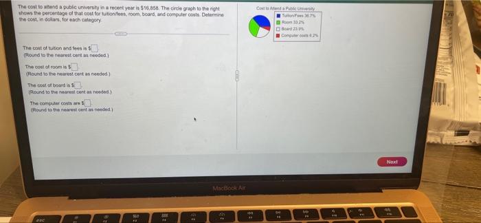 The Cost To Send A Public University In A Recent Year Is 16 858 The Circle Grach To The Right Shows The Percentage Of 2