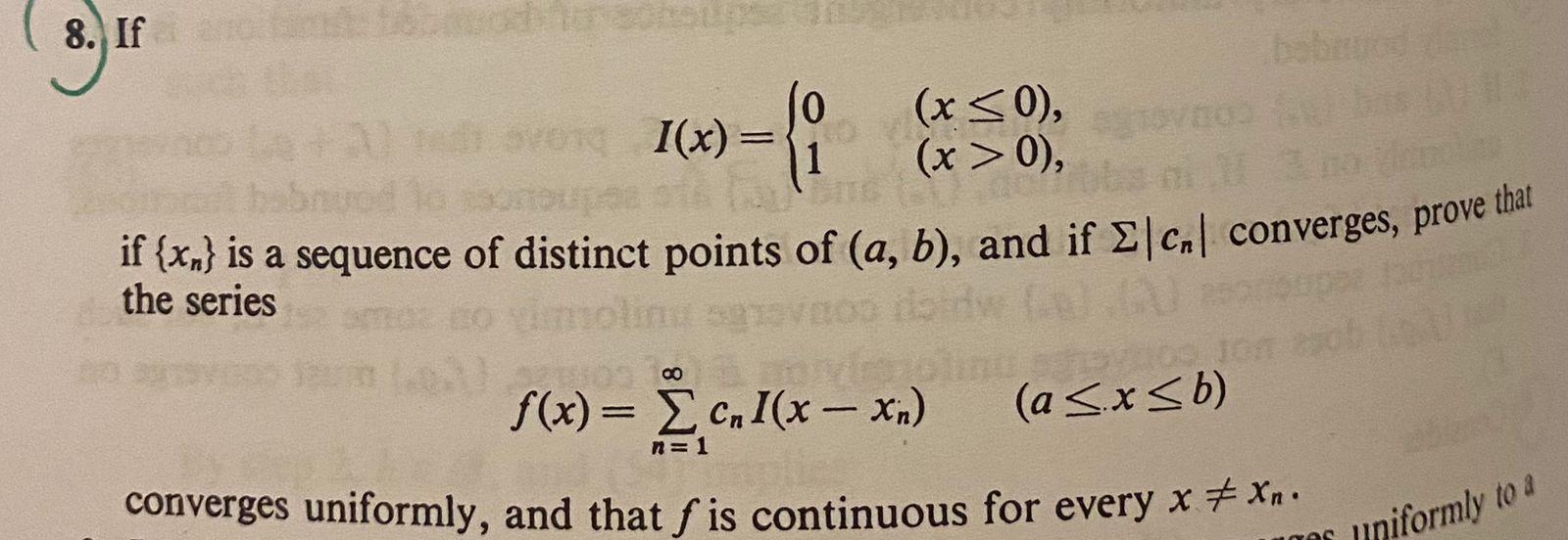 8 If Lo X 0 I X 1 X 0 If Xn Is A Sequence Of Distinct Points Of A B And If C Converges Prove That Th 1