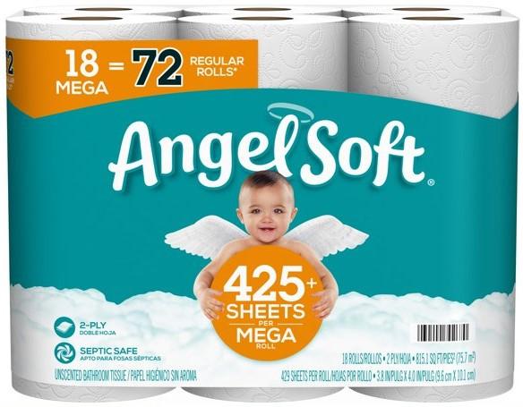 18 72 Regular Rolls Mega Angel Soft 425 2 Ply Doelenoja Per Sheets Mega 18 Rolls Polos 2plyhva 815190 Ftpes 157 123 1