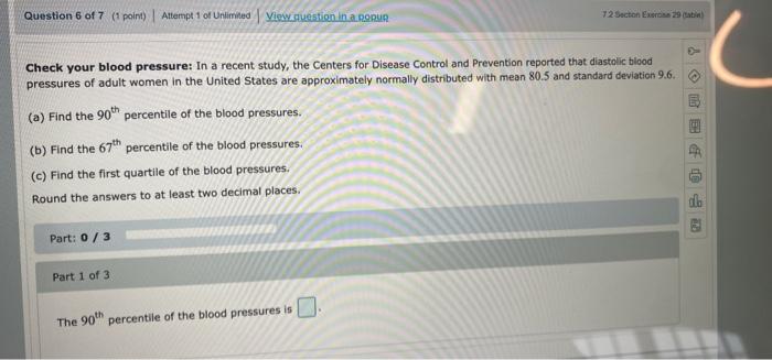 Question 6 Of 7 Point Attempt 1 Of Unlimited View Svention In A Romu 72 Secton Exer 29 C Check Your Blood Pressure In 1