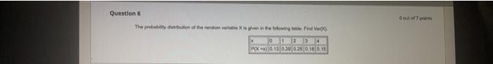 Question Open The Probability In The Devels In The Town Ox 0 123 4 Pox 0 13 0 20 0 25 0 15 0 15 2