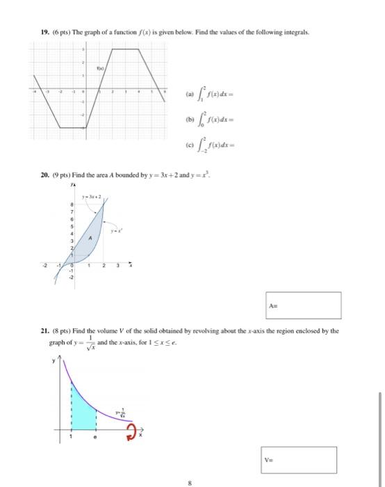 16 15 Pts Compute The Following Integrals Circle Your Final Answers A 5 Ps Zi De B 5 Ps Sdx C 5 Pts 2