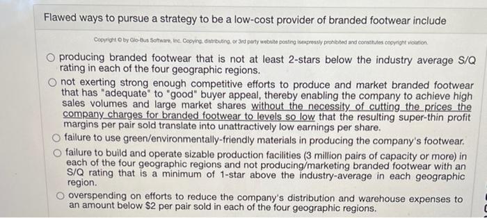 Flawed Ways To Pursue A Strategy To Be A Low Cost Provider Of Branded Footwear Include Coorish O By Gobus Software Inc 1