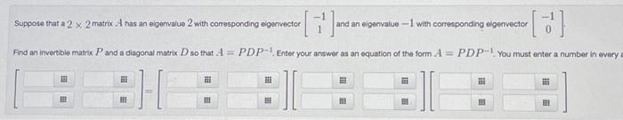 Suppose That A 2 X 2 Matrix A Has An Eigenvalue 2 With Corresponding Elgenivector And An Eigenvalue 1 With Correspondi 1