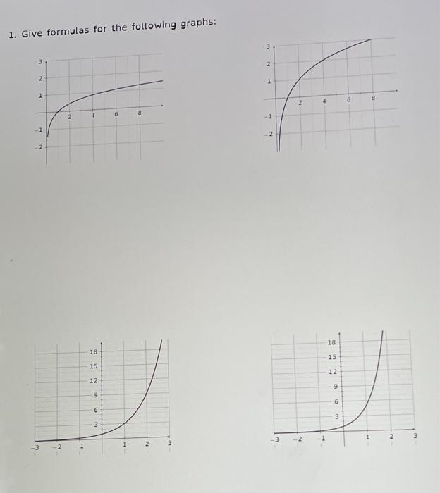 1 Give Formulas For The Following Graphs 3 3 2 2 1 2 1 1 6 8 2 4 6 8 18 18 15 15 12 12 9 9 6 6 3 3 1 2 3 3 1 3 1