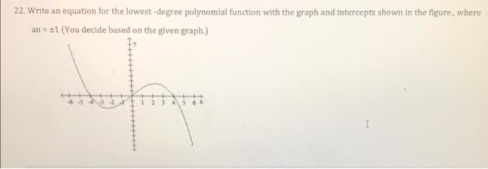22 Write An Equation For The Lowest Degree Polynomial Function With The Graph And Intercepts Shown In The Figure Where 1
