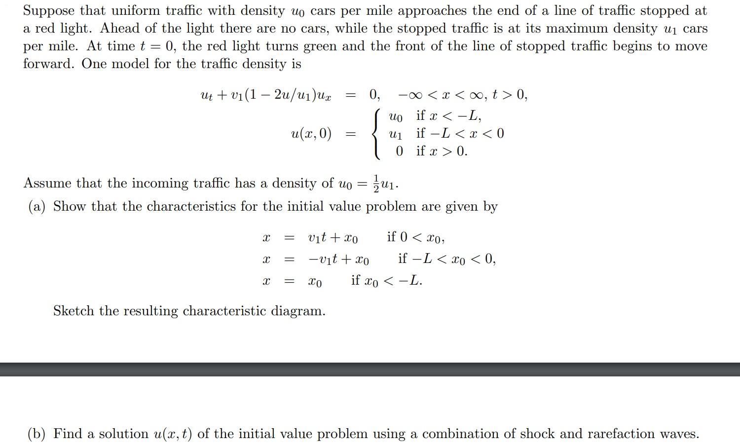 Suppose That Uniform Traffic With Density Up Cars Per Mile Approaches The End Of A Line Of Traffic Stopped At A Red Ligh 1